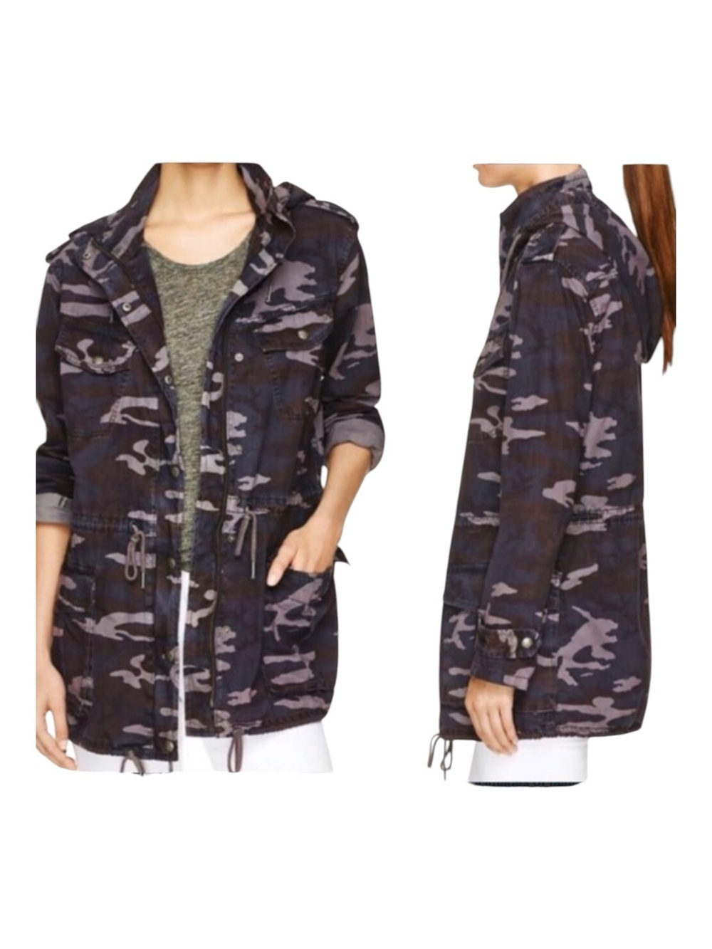 Aritzia Talula Trooper Camo Utility Hood Jacket Military Cotton Relaxed Hoodie